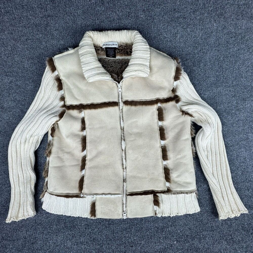 PARKHURST Women’s Jackets Faux Fur Cardigan Size Medium